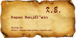 Kepes Benjámin névjegykártya